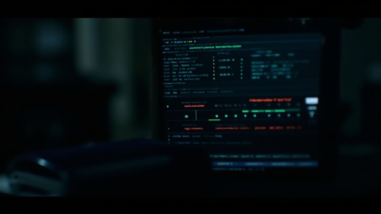 Imagen generada por IA con el prompt: Terminal window on a dark workspace showing a security audit table with green checkmarks and red warning rows, minimalist developer style, soft ambient lighting, no faces or logos.
