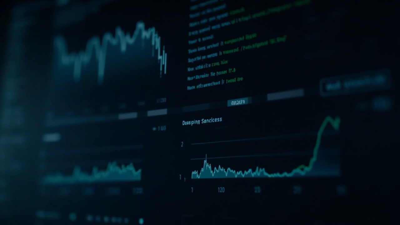 Imagen generada por IA con el prompt: A dashboard with charts showing declining deployment frequency and rising defect rates, code in background, professional and technical atmosphere, no faces or logos.