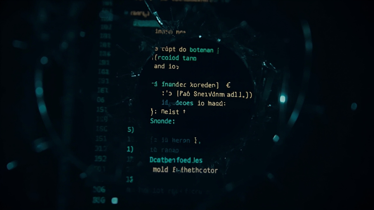 Imagen generada por IA con el prompt: Editorial illustration of a C++ code snippet on a dark IDE screen, highlighting a function signature with a void pointer and size parameter, surrounded by tangled alternatives like uint8_t and std::span.
