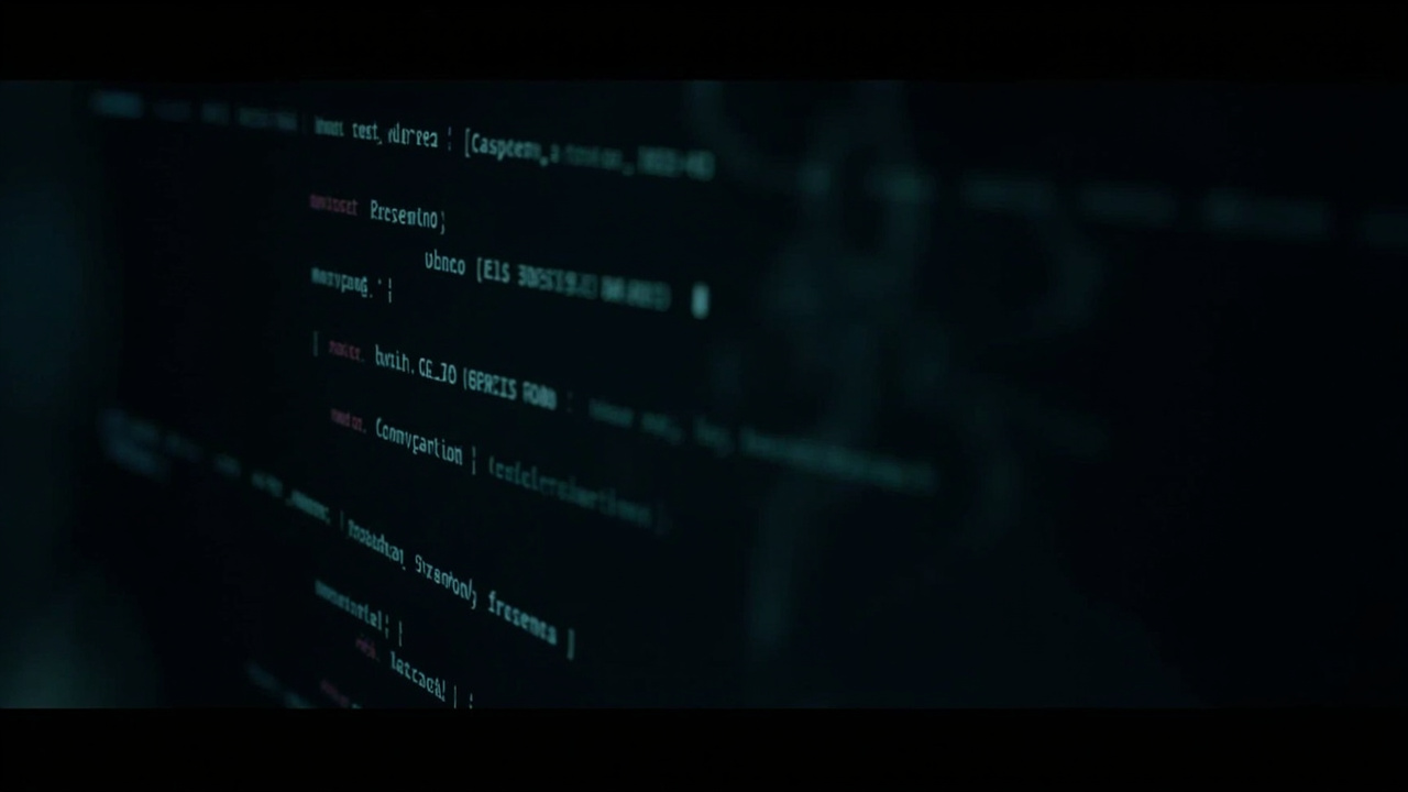 Imagen generada por IA con el prompt: Minimalist dark terminal showing compact x86-64 assembly code, hex byte sequences, and GCC compiler flags, with a faint outline of an ELF binary structure in the background.
