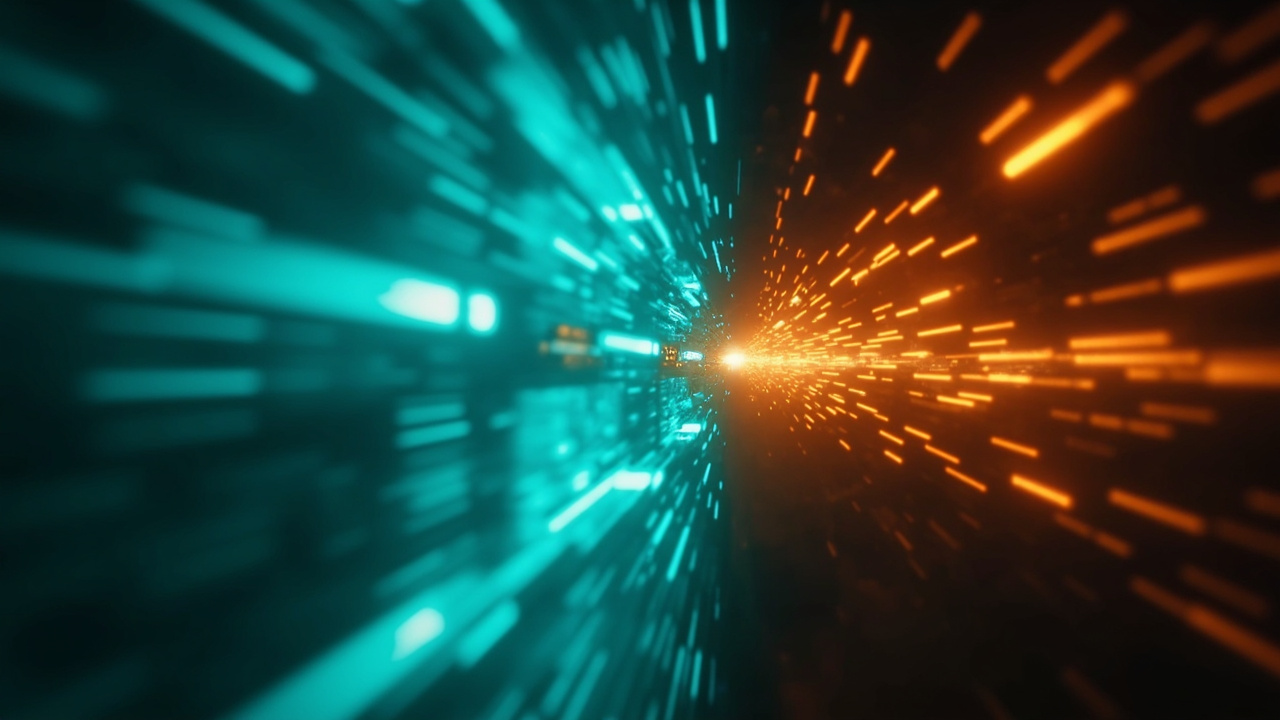 Imagen generada por IA con el prompt: Split visual of two delivery paths: a slow gated channel resembling a store shelf on one side and a fast over-the-air stream reaching a mobile device on the other. Teal and orange palette, clean editorial tech style.