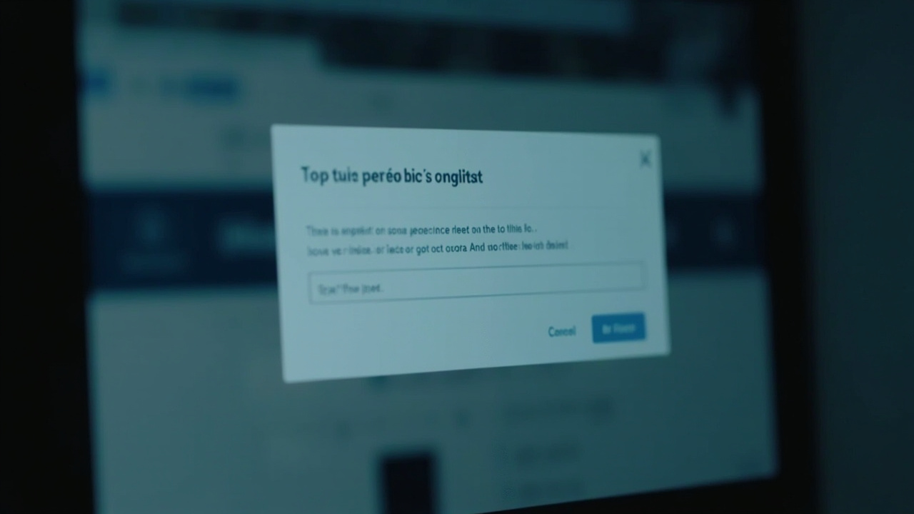 Imagen generada por IA con el prompt: Empty browser window showing a generic cookie consent dialog box on a blurred webpage, muted blue-grey tones, editorial still life composition