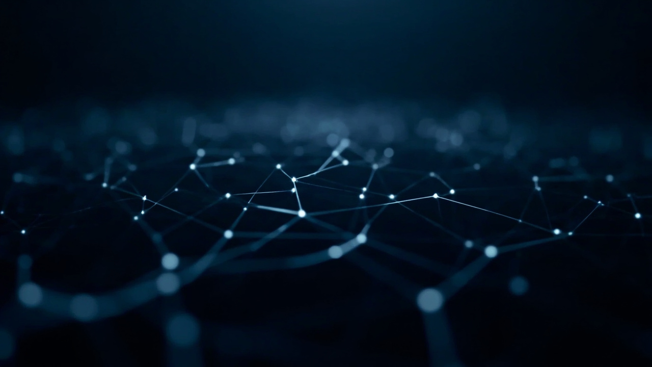 Imagen generada por IA con el prompt: Abstract editorial illustration of a sparse neural network with glowing expert pathways branching across a deep navy background, symbolizing a mixture-of-experts AI model in a minimalist, high-tech style.