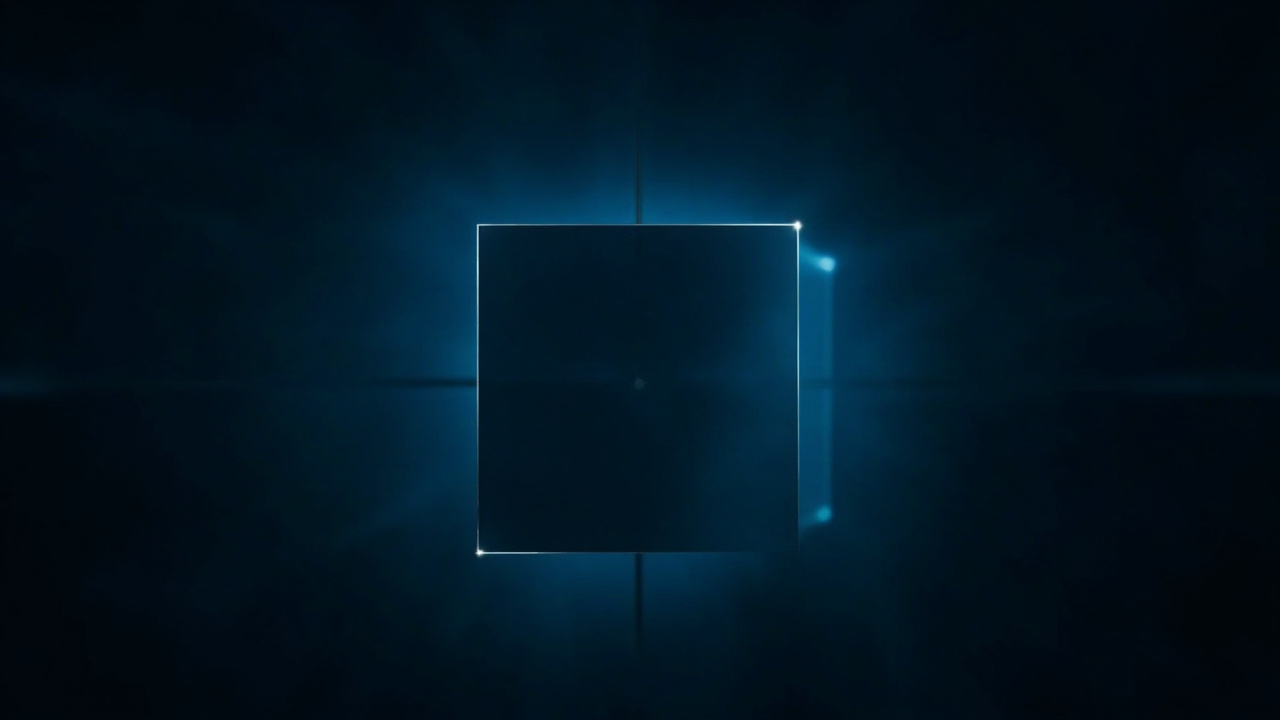 Imagen generada por IA con el prompt: Minimalist Windows window displaying a dark Linux desktop interface with subtle blue accent lighting, modern flat editorial illustration, no text, no logos