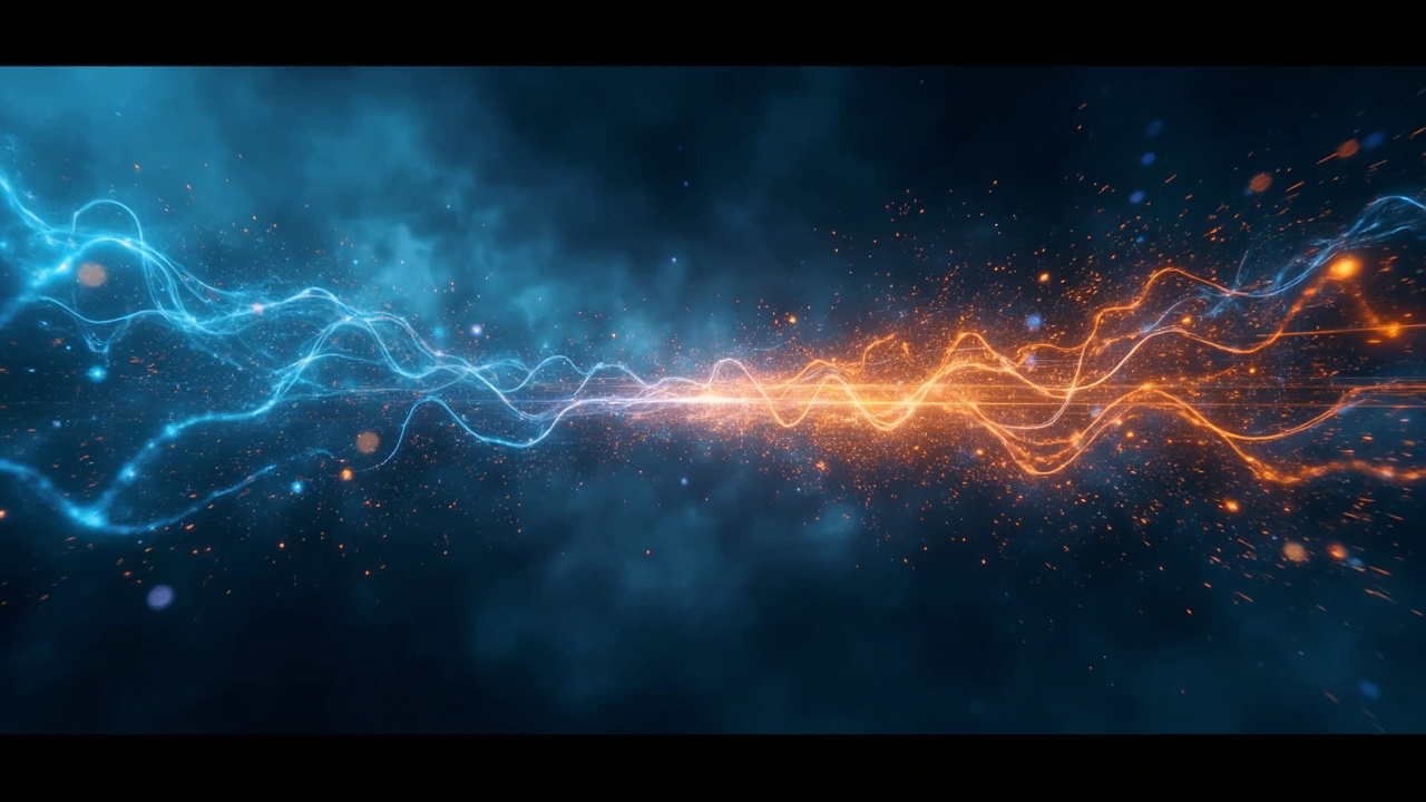 Imagen generada por IA con el prompt: Editorial illustration of flowing data streams merging into a single fused pipeline, abstract blue and orange tones, technical paper aesthetic, no text or faces.