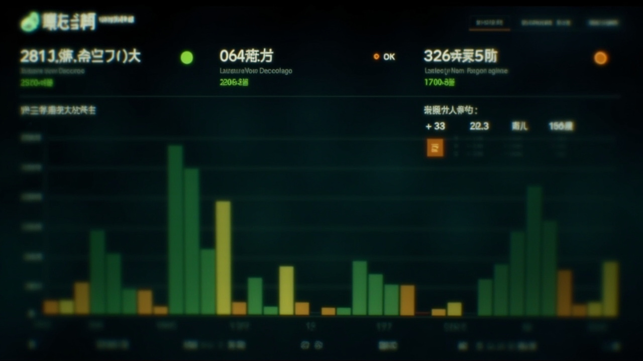 Imagen generada por IA con el prompt: Editorial technical illustration: stylized benchmark dashboard with bar charts and latency histograms comparing multiple storage engines, dark background with neon green and amber accents, no faces or logos.
