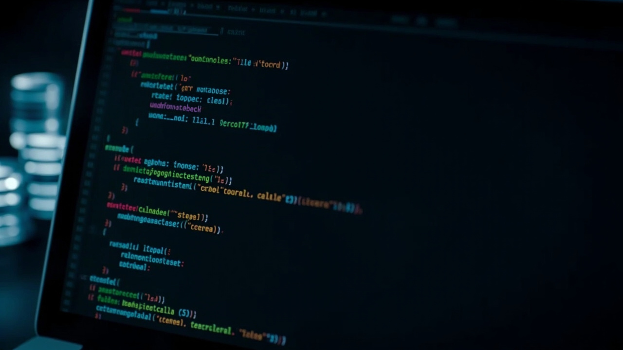 Imagen generada por IA con el prompt: Modern dark-themed terminal window showing colorful SQL query output in neatly aligned tables, with subtle translucent database cylinder icons in the background, minimalist tech illustration.